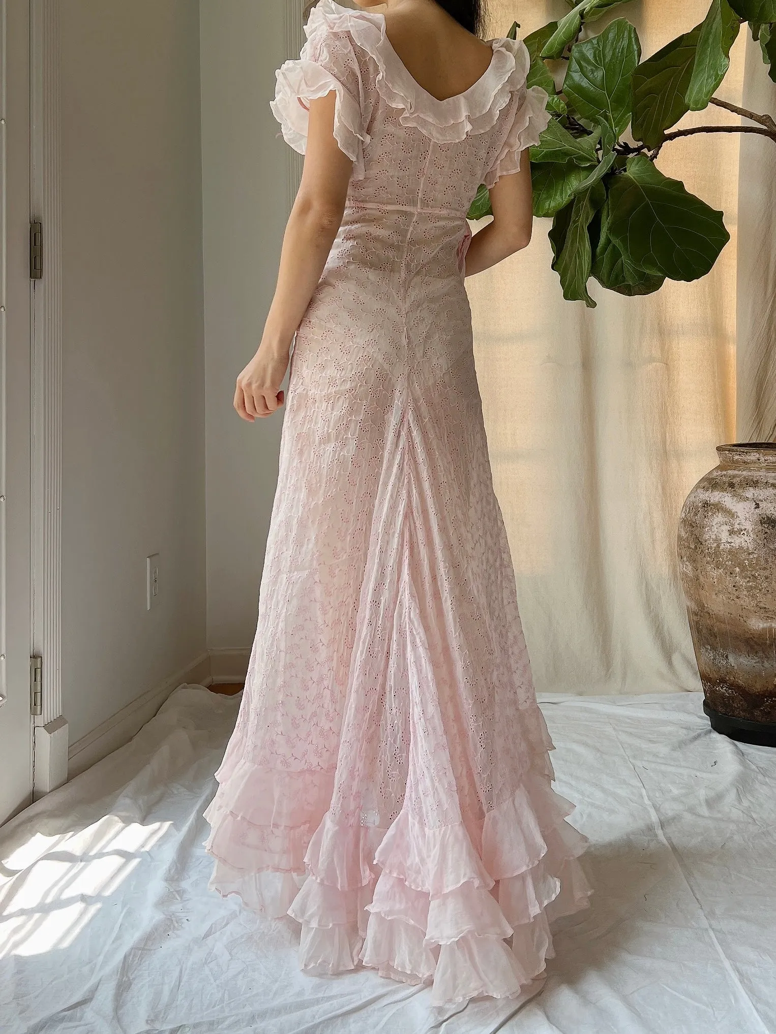 Reserved 1930s Organdy Embroidered Dress - XS
