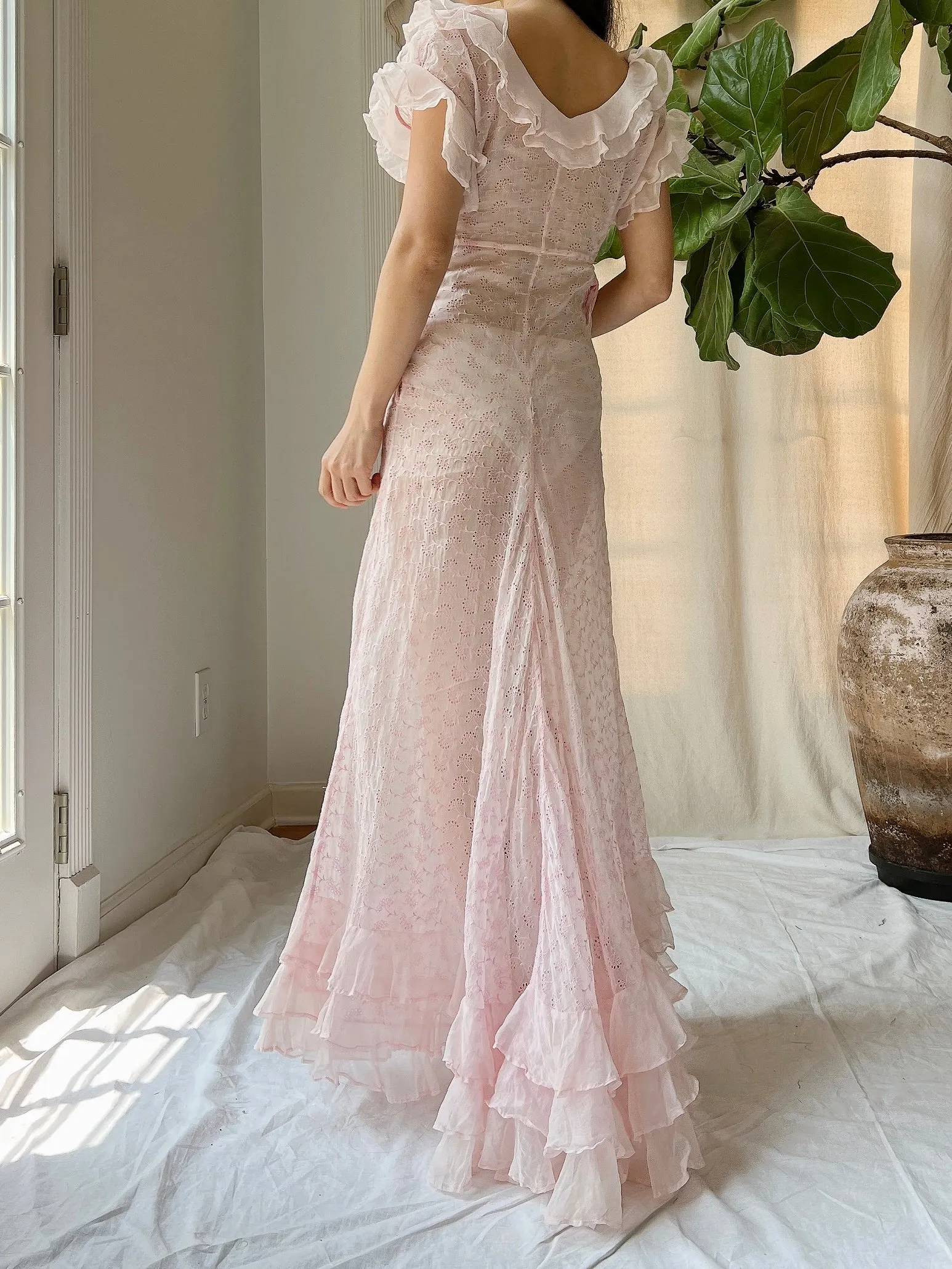 Reserved 1930s Organdy Embroidered Dress - XS