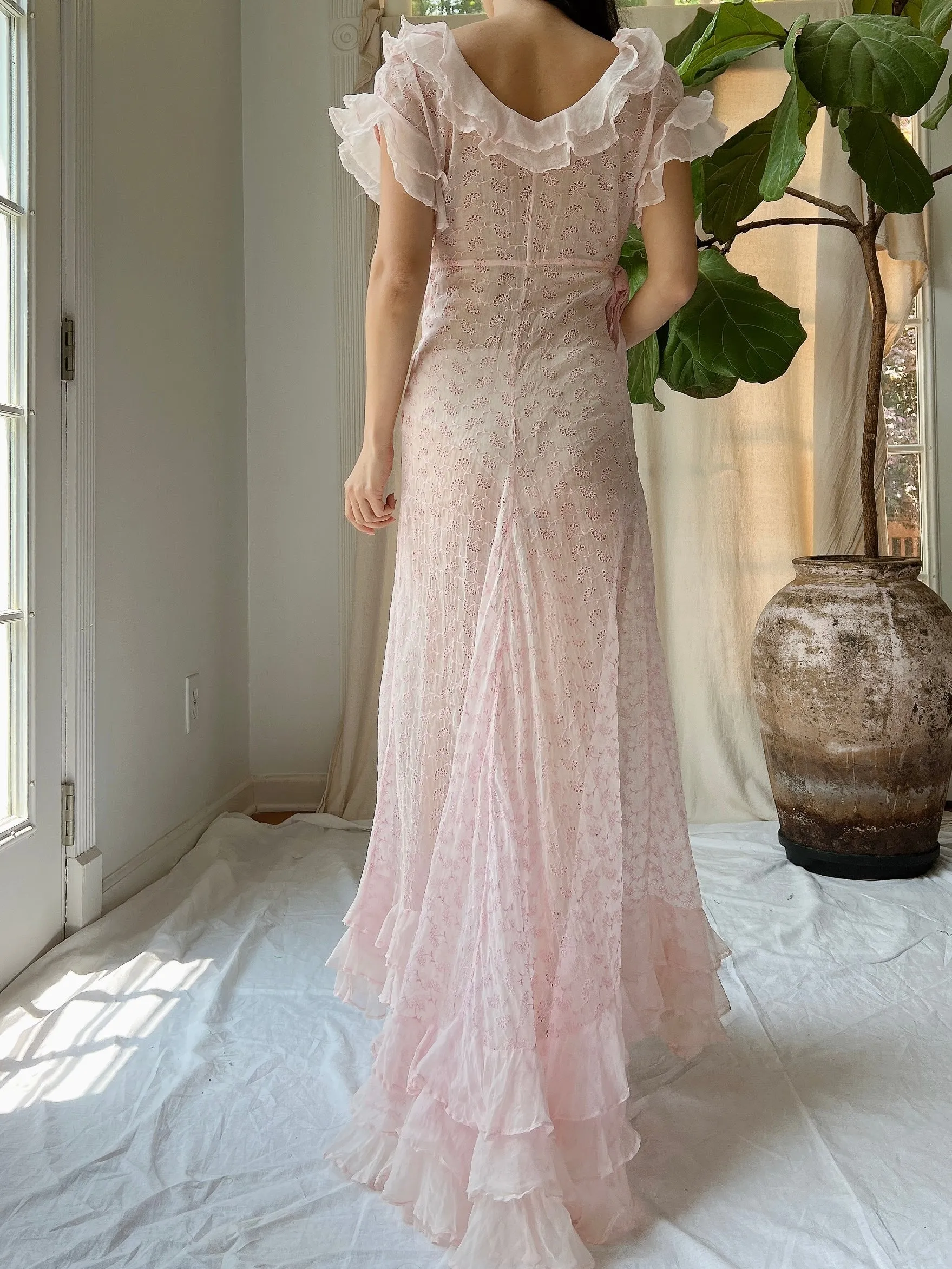 Reserved 1930s Organdy Embroidered Dress - XS
