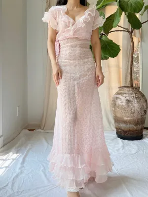 Reserved 1930s Organdy Embroidered Dress - XS