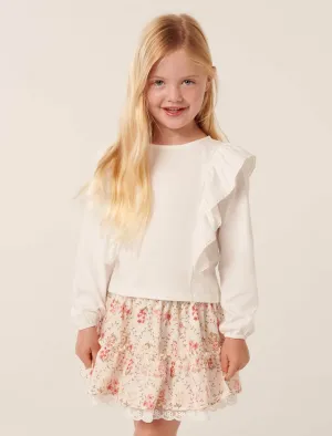 Riley Girls Long Sleeve Frill Top