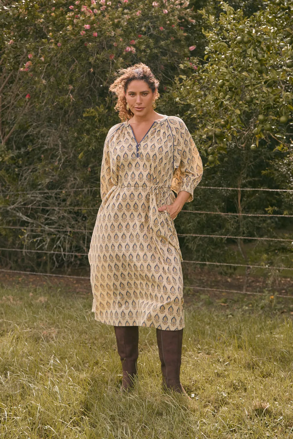 Robin Tunic Dress in Paisley Plumes