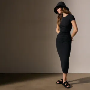 Ruched T Shirt Dress - Black