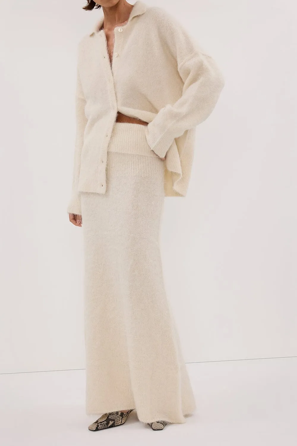 SALMA IVORY KNIT MAXI SKIRT
