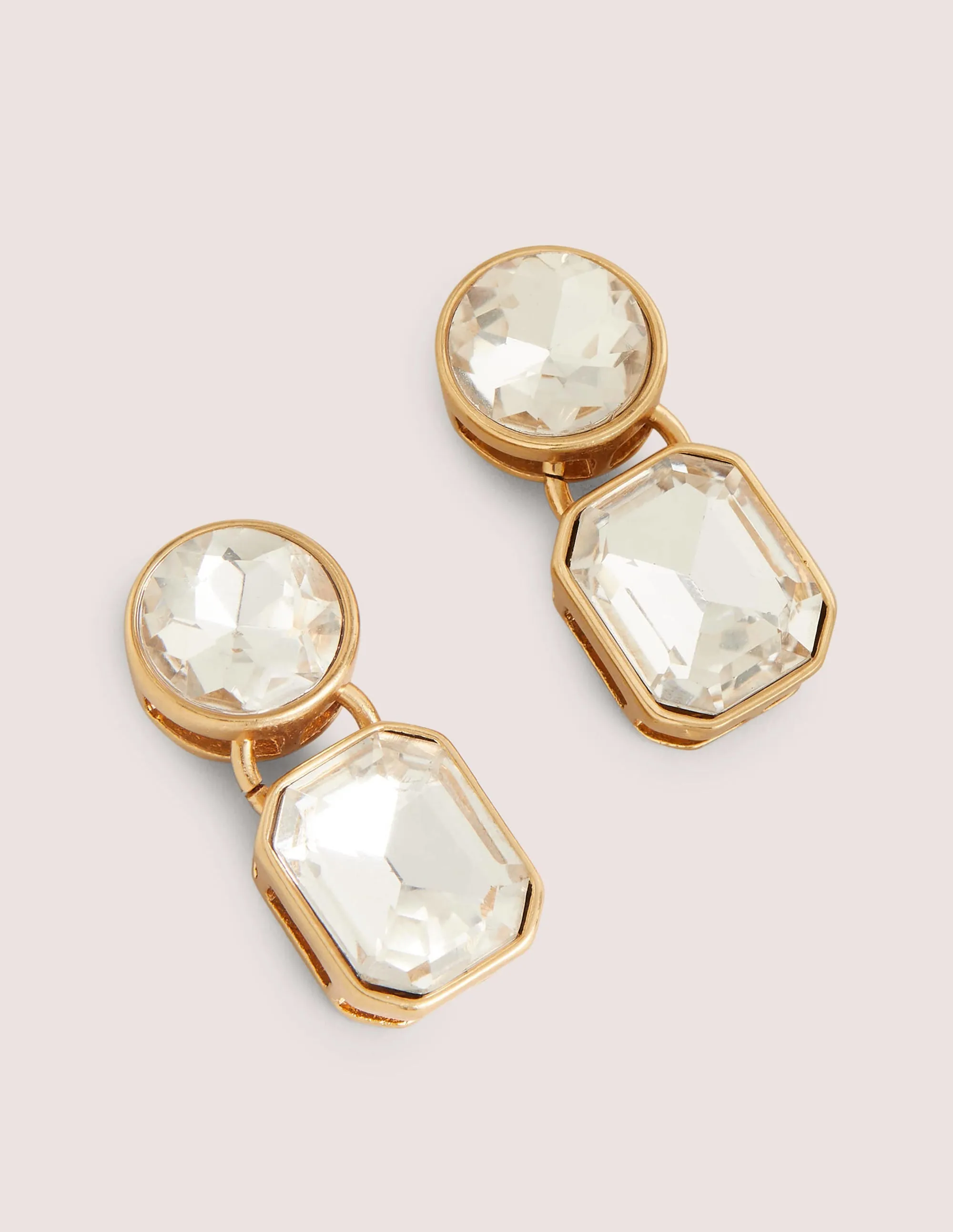 Short Jewel Drop Earrings-Clear