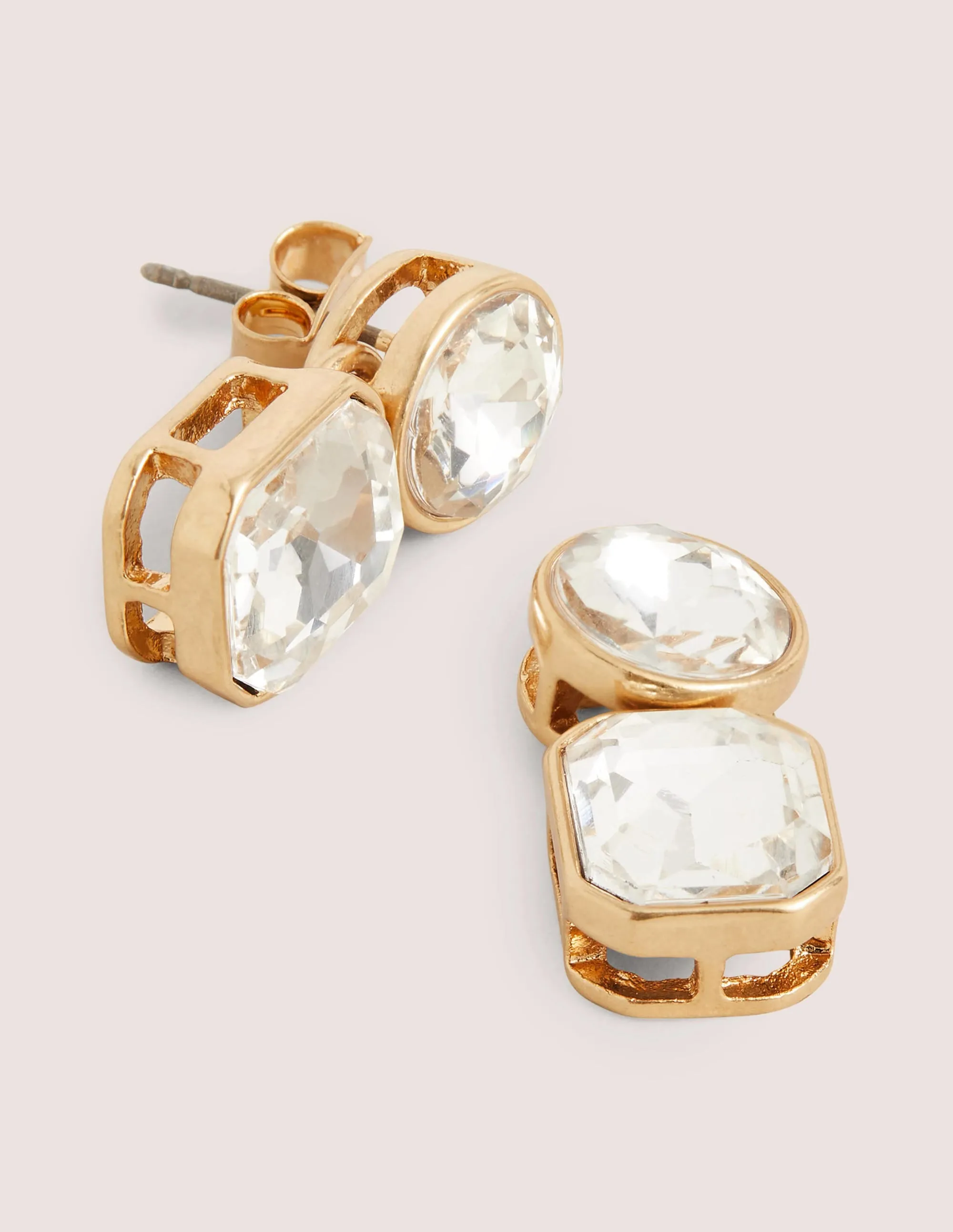 Short Jewel Drop Earrings-Clear