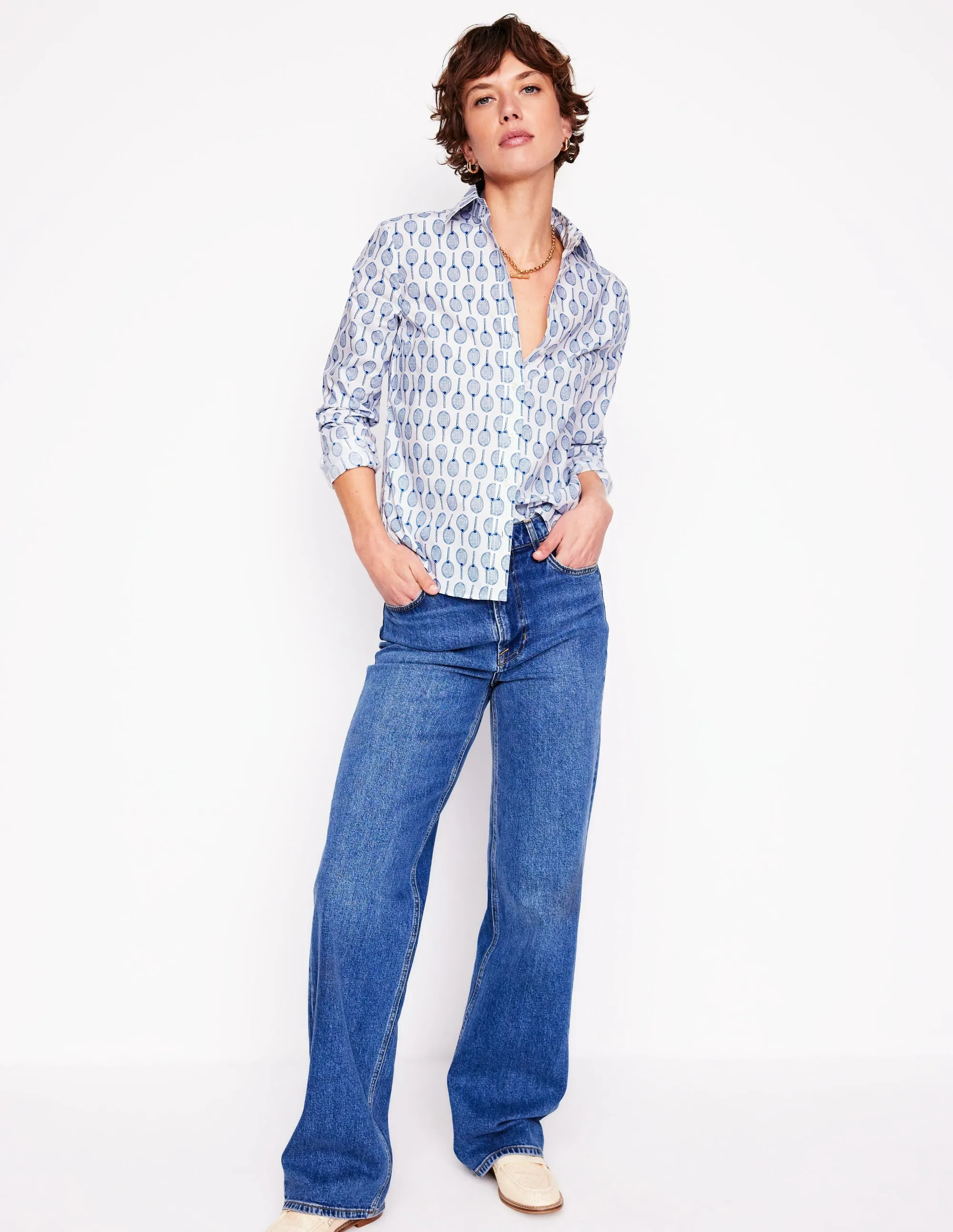 Sienna Cotton Shirt-Ivory. Tennis