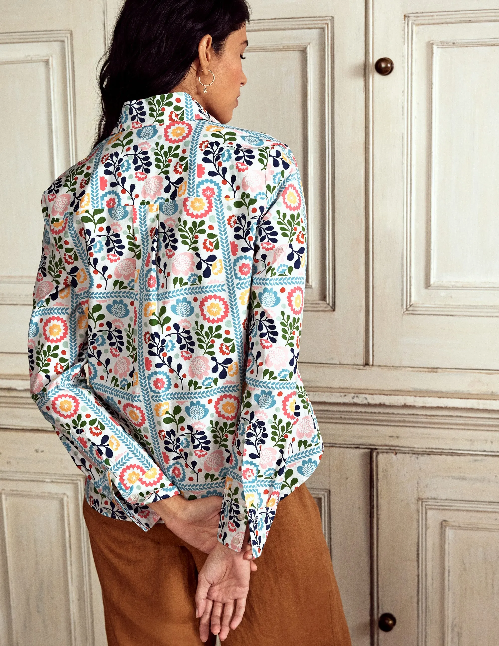 Sienna Cotton Shirt-Multi. Vine Tile