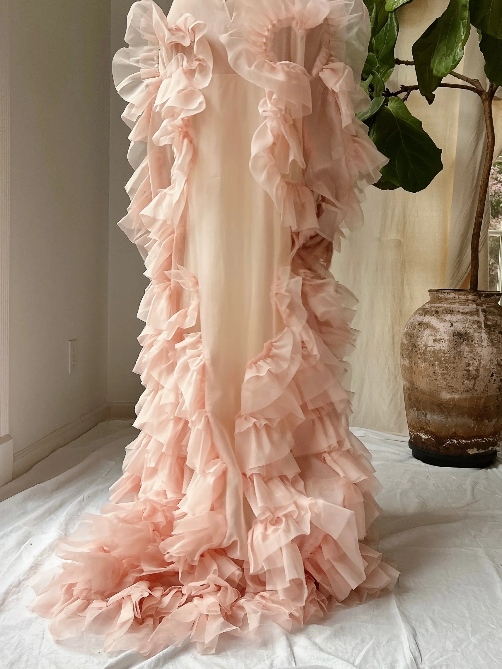 Silk Organza Ruffle Gown - M