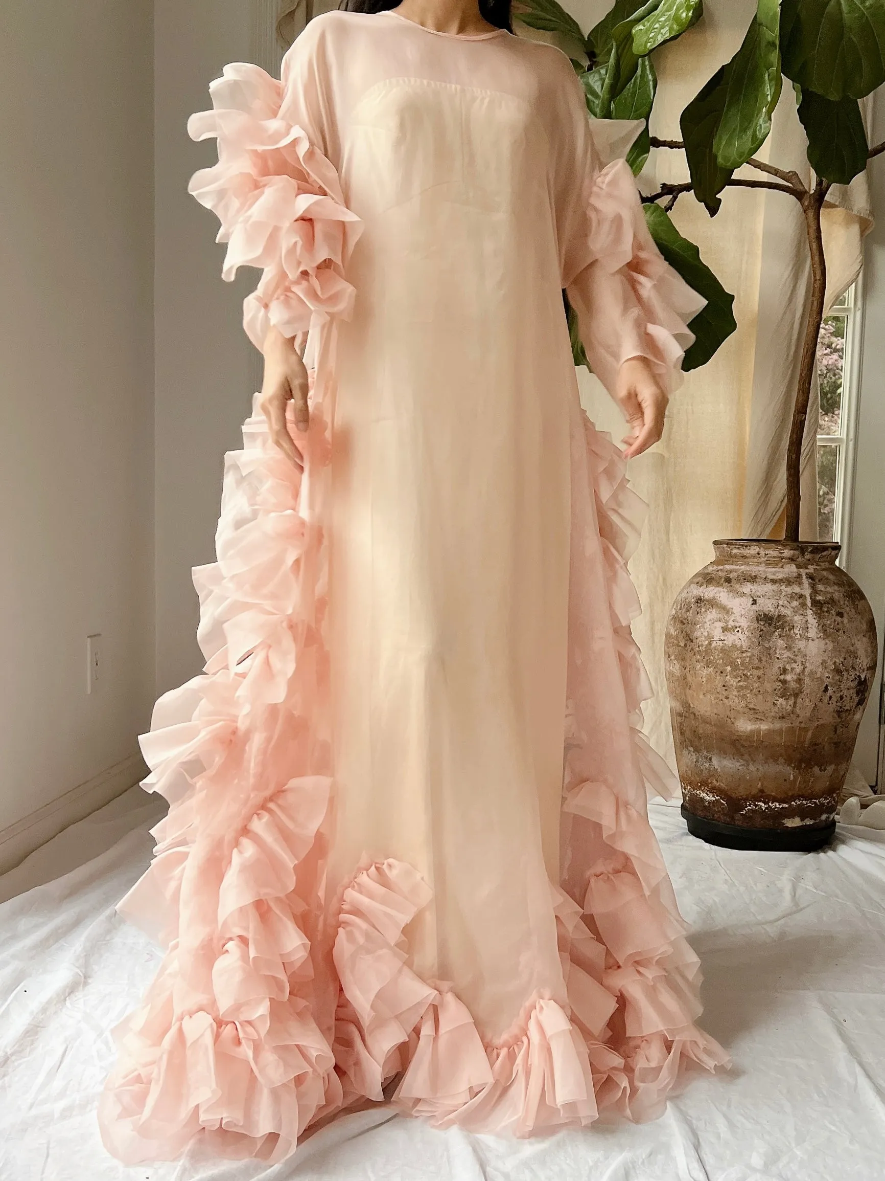 Silk Organza Ruffle Gown - M