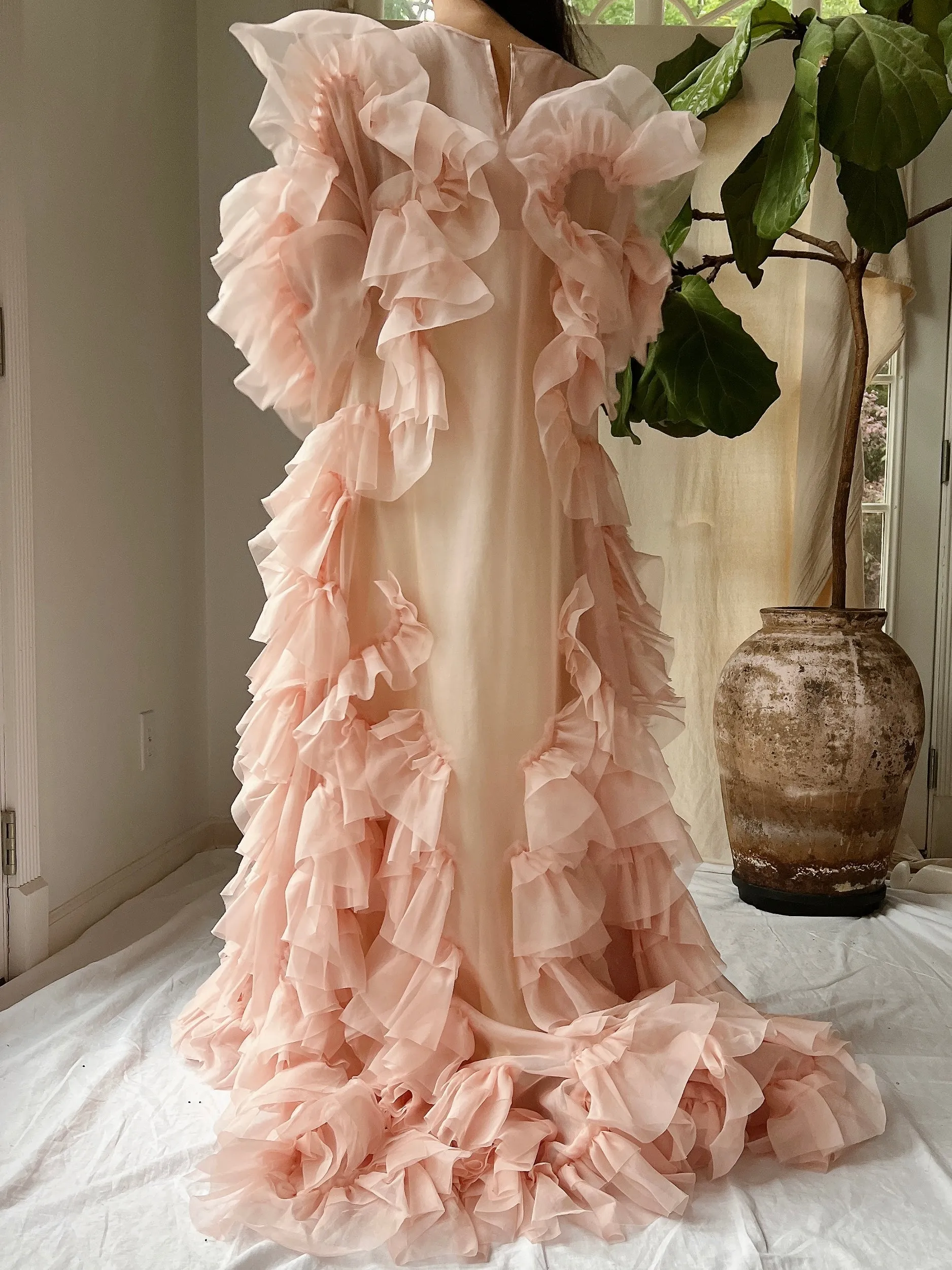 Silk Organza Ruffle Gown - M