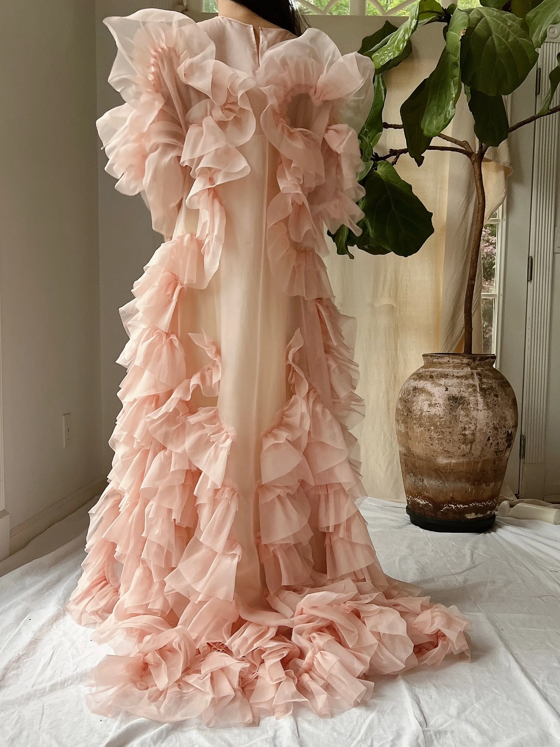 Silk Organza Ruffle Gown - M