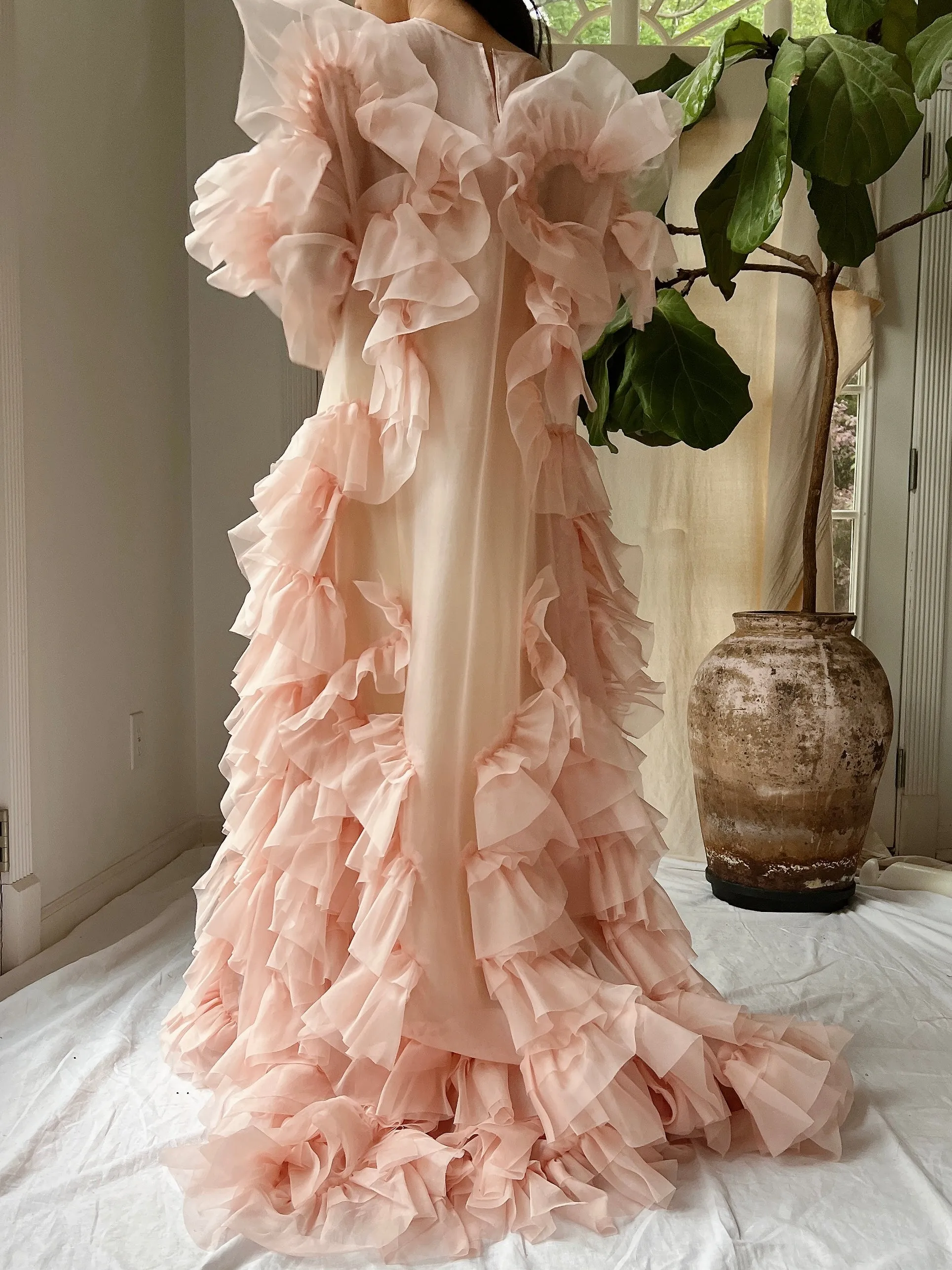 Silk Organza Ruffle Gown - M