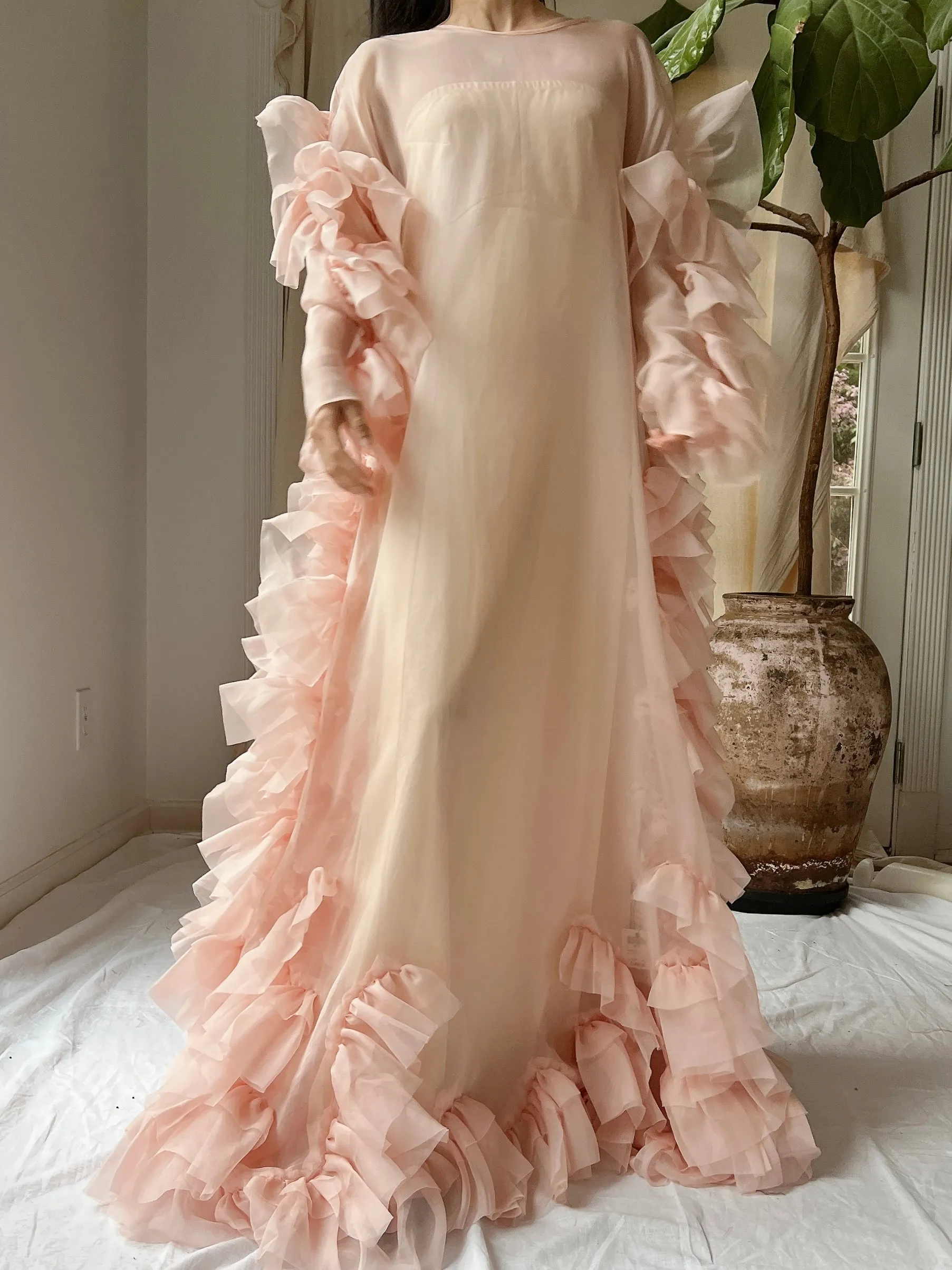 Silk Organza Ruffle Gown - M