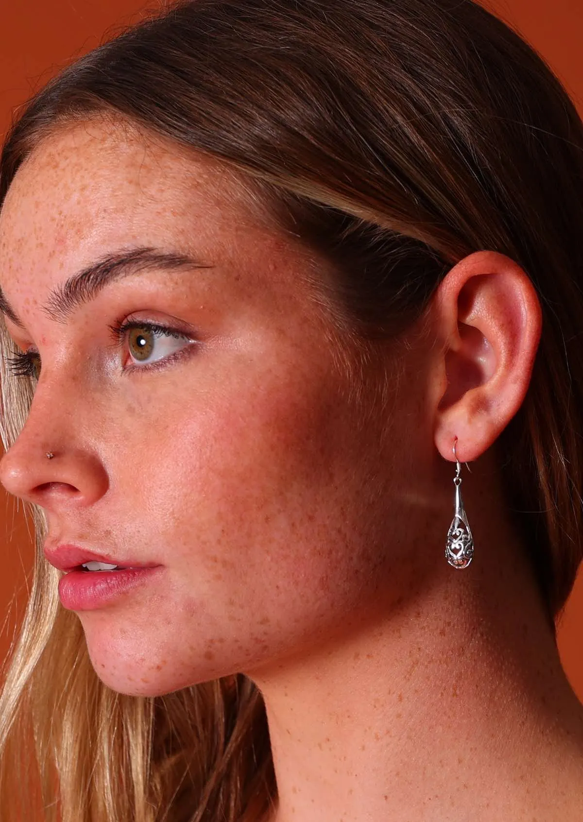Silver Filigree Drop Earrings