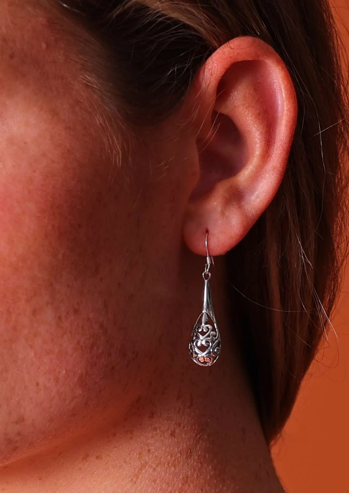 Silver Filigree Drop Earrings