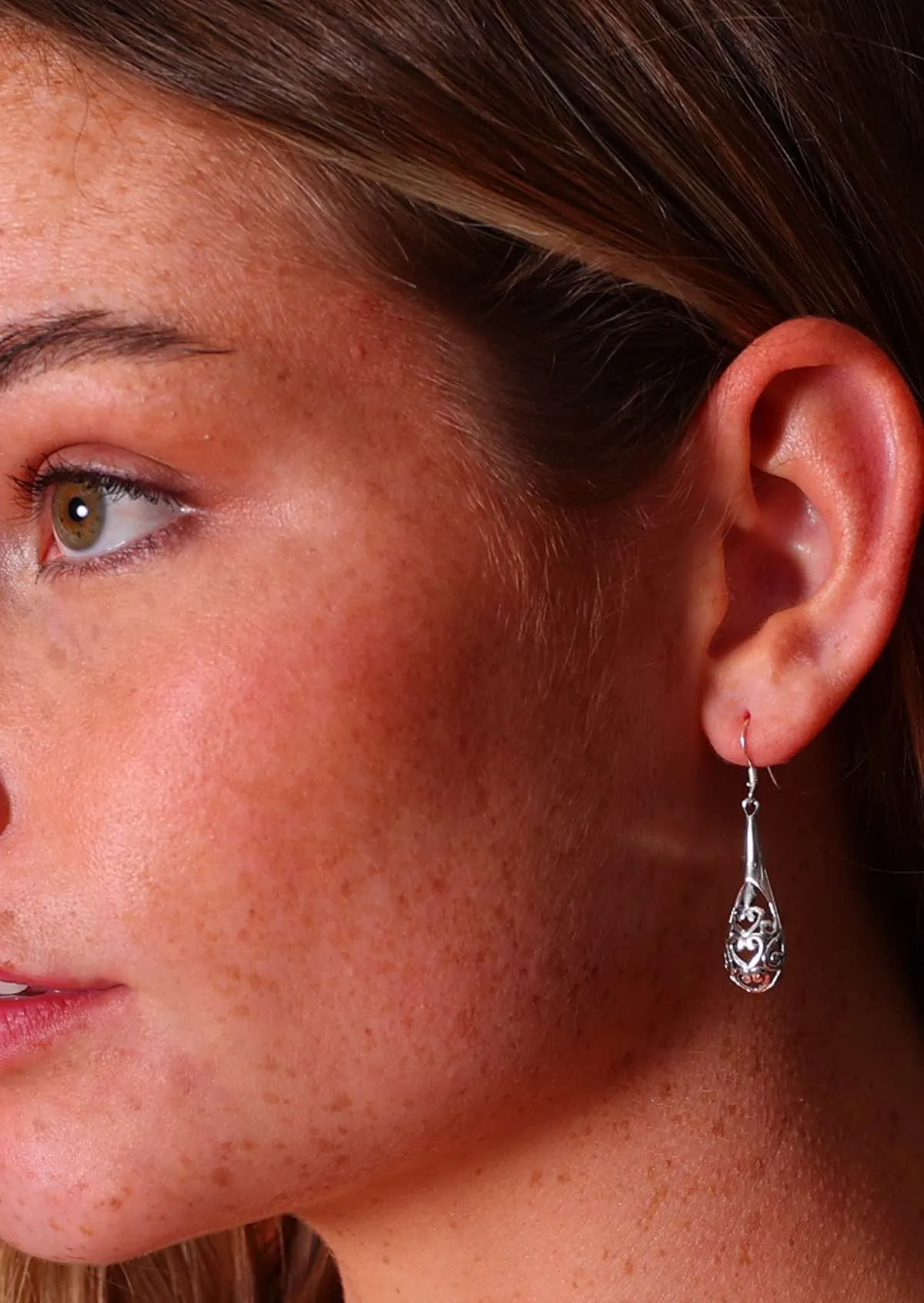 Silver Filigree Drop Earrings