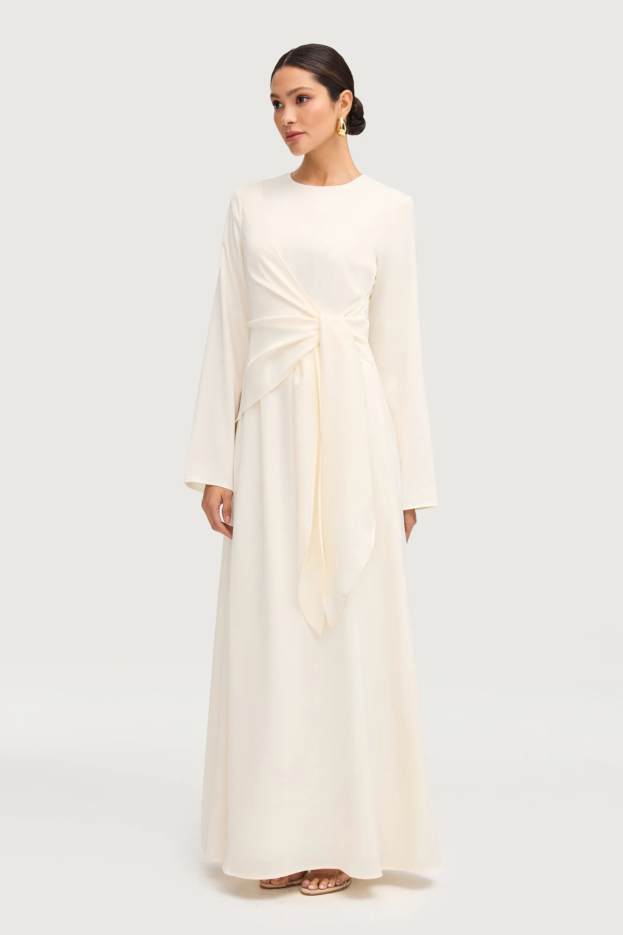 Sofia Side Tie Maxi Dress - Off White