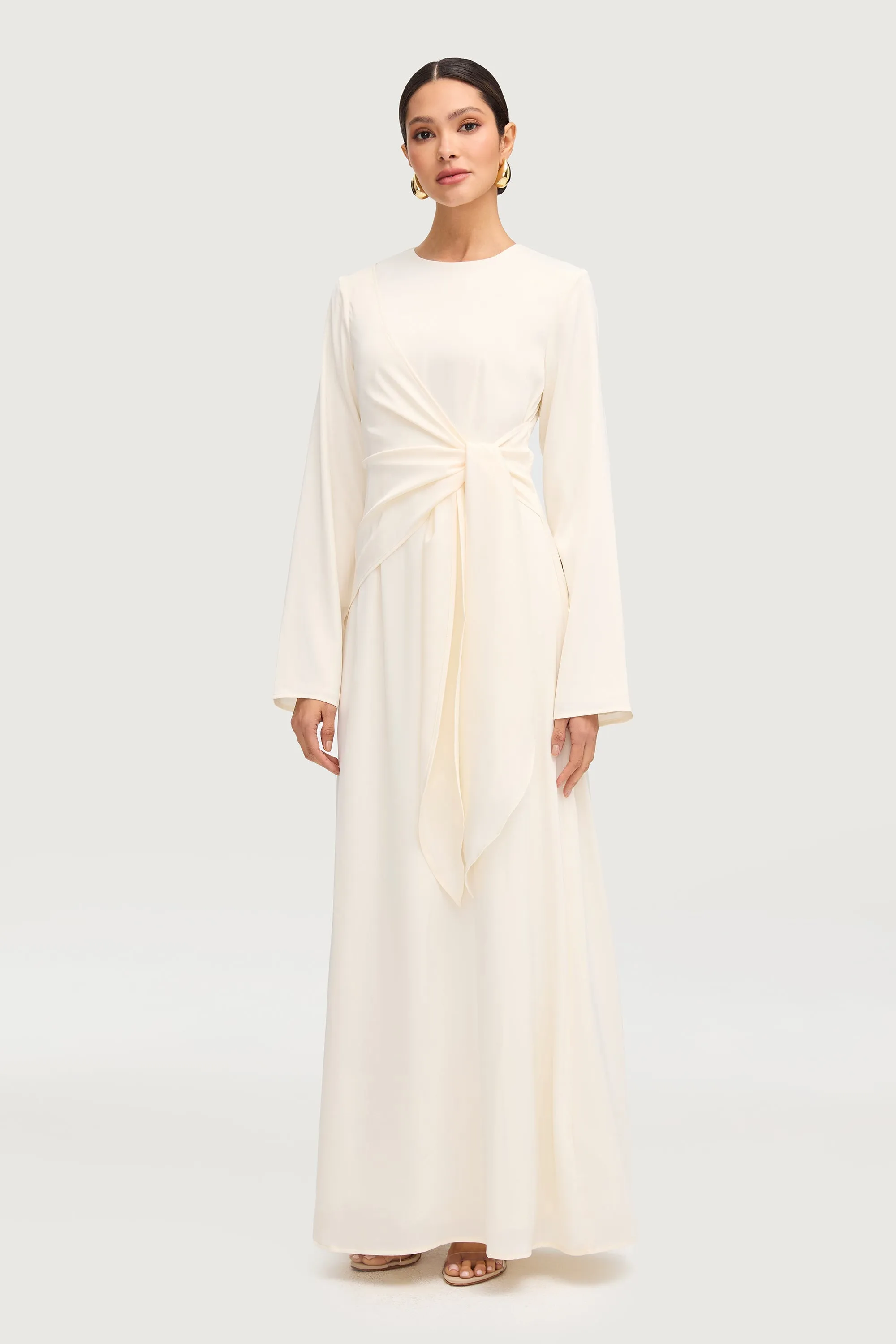 Sofia Side Tie Maxi Dress - Off White