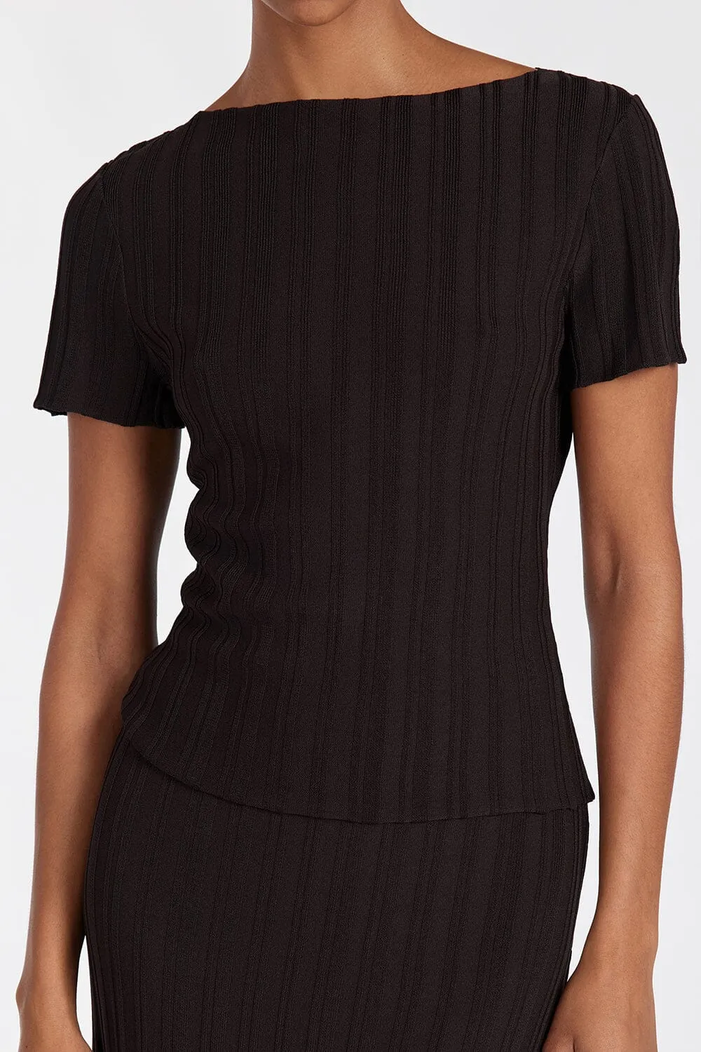 SYLVIA BITTER CHOC CAP SLEEVE TOP