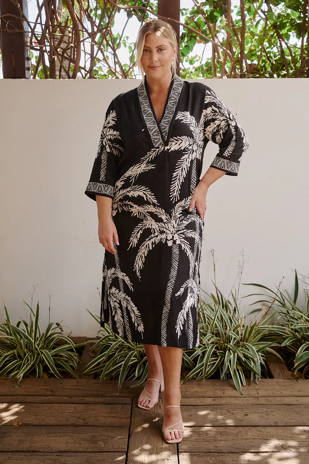 Tia Tunic Dress in Sunset Palms