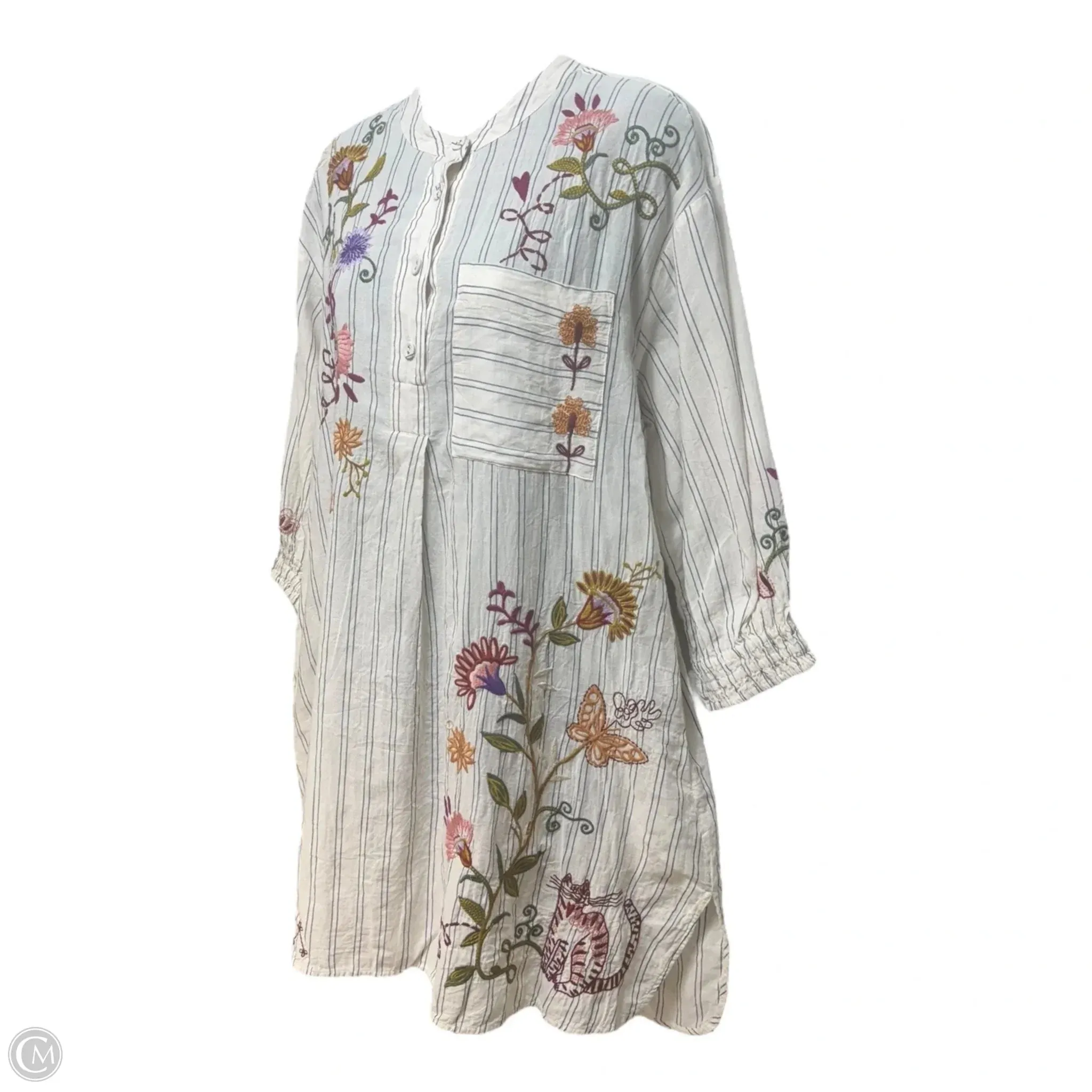 Toni Floral Embroidered Shirt Dress Casual Short By Johnny Was In Floral Print, Size: S