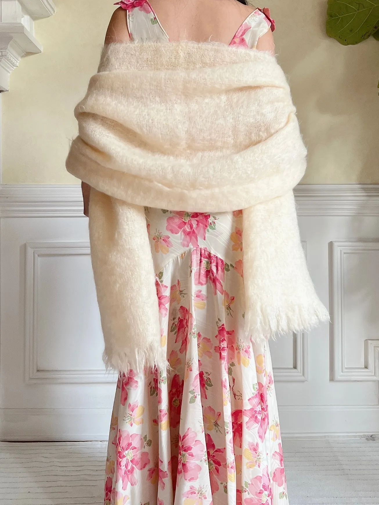 Vintage Ivory Mohair Wrap - OSFM