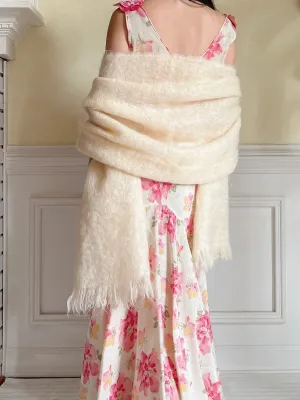 Vintage Ivory Mohair Wrap - OSFM