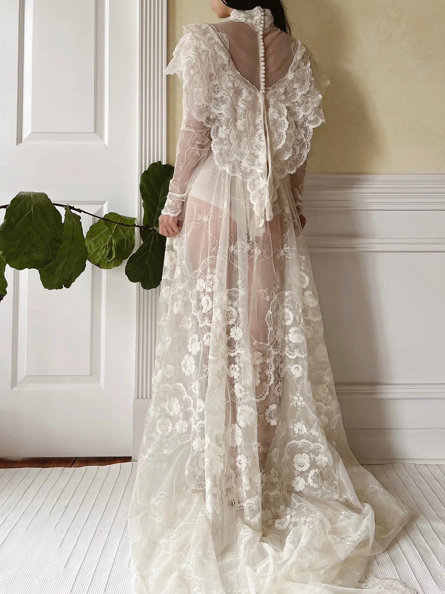 Vintage Needle Embroidery Gown - S