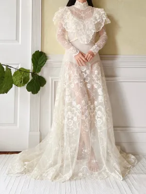 Vintage Needle Embroidery Gown - S
