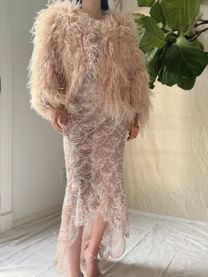 Vintage Peach/Mauve Ostrich Feather Jacket - M
