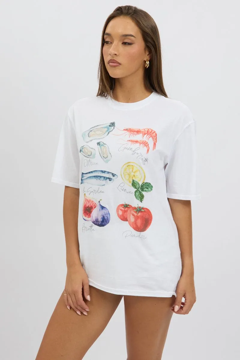 White Graphic Tee Short Sleeve
