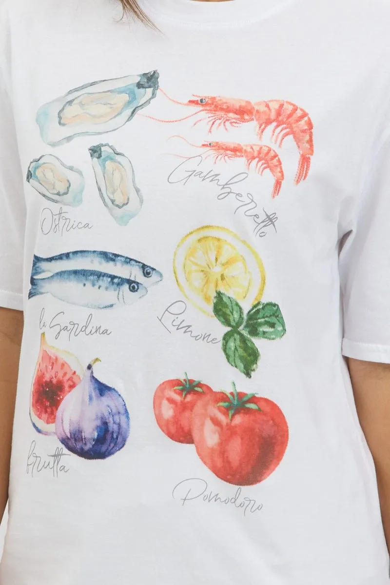 White Graphic Tee Short Sleeve