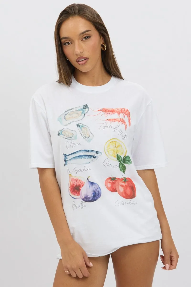 White Graphic Tee Short Sleeve
