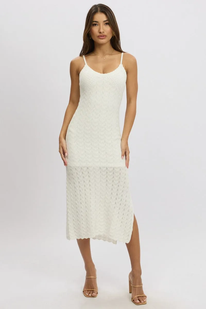 White Knit Dress Singlet Midi