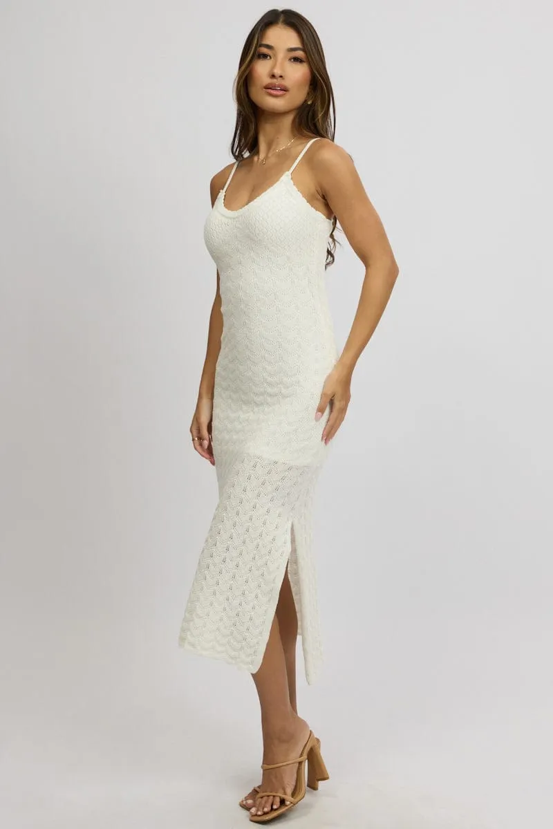White Knit Dress Singlet Midi