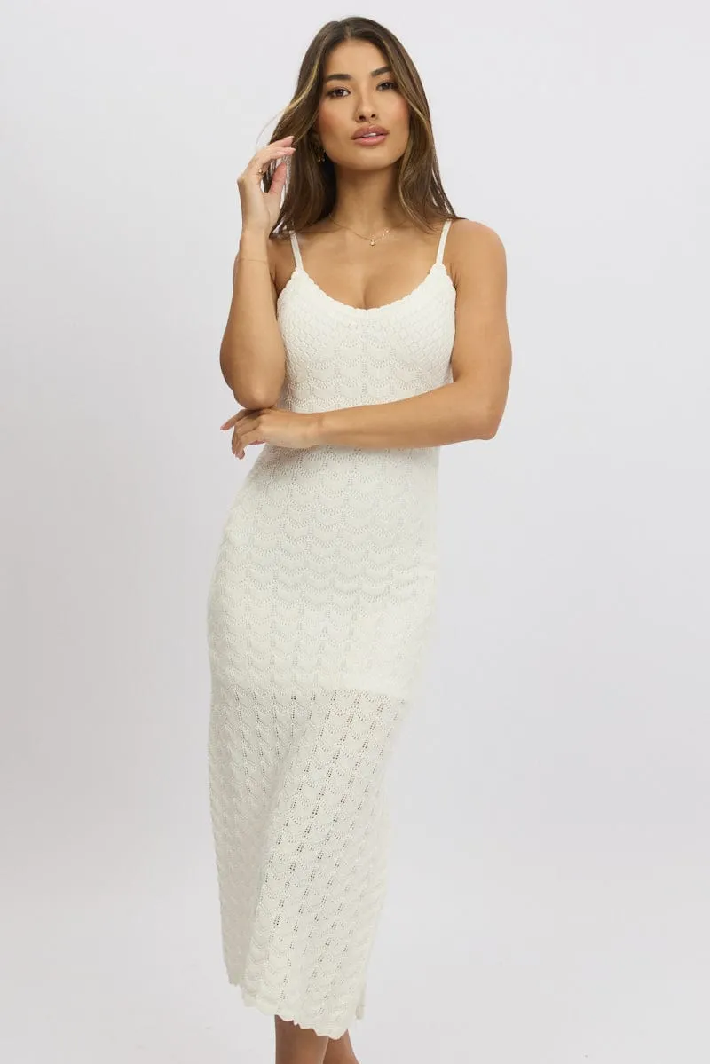White Knit Dress Singlet Midi