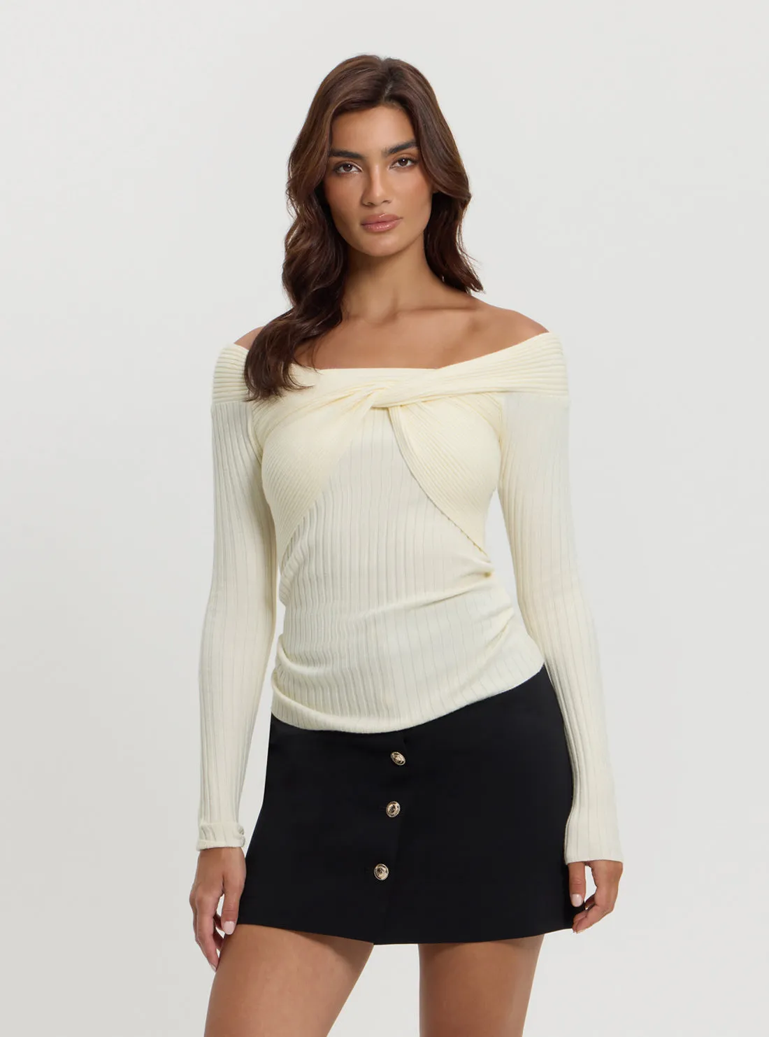 White Milana Wrap Knit Top