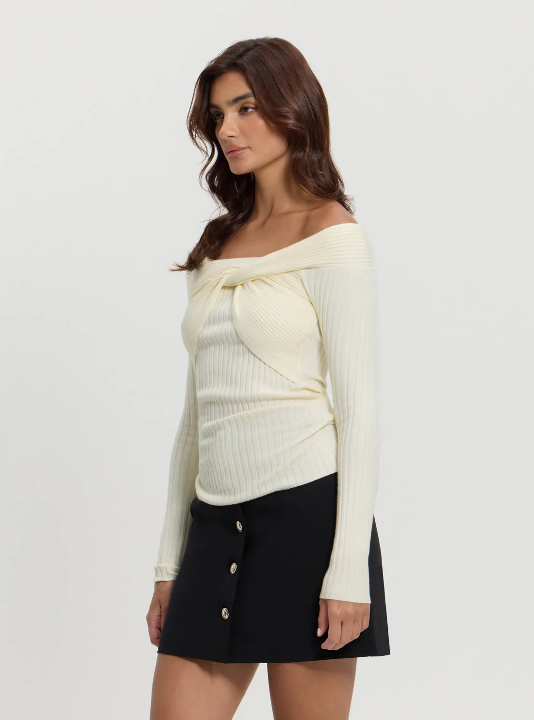 White Milana Wrap Knit Top