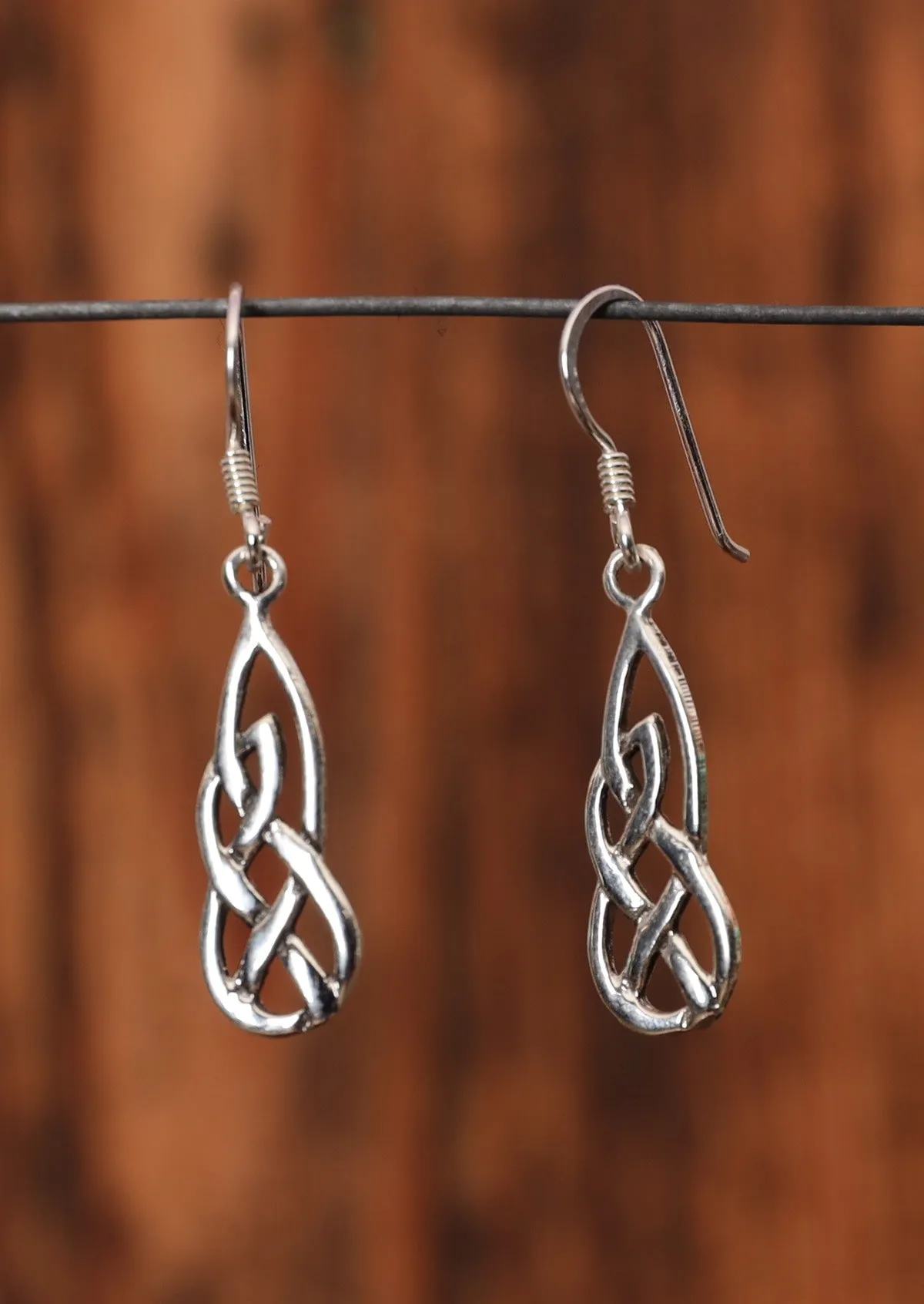 Woven Droplet Silver Earrings