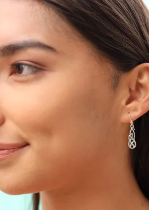 Woven Droplet Silver Earrings